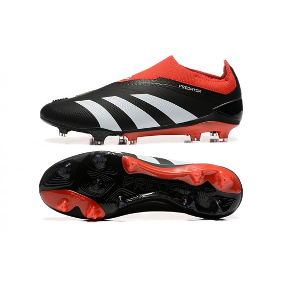 Popular Goods Adidas Predator Elite Laceless Boots FG Black Red White For Mens Soccer Cleats On Sale