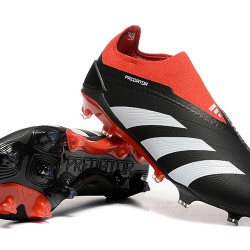 Adidas Predator Elite Laceless Boots FG Black Red White For Mens Soccer Cleats