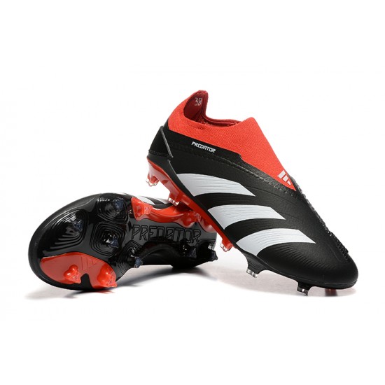 Popular Goods Adidas Predator Elite Laceless Boots FG Black Red White For Mens Soccer Cleats On Sale