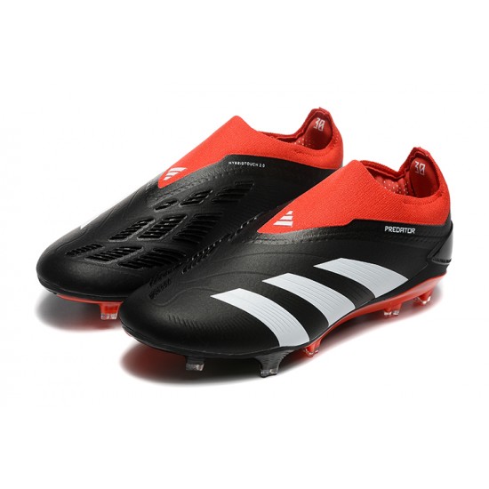 Popular Goods Adidas Predator Elite Laceless Boots FG Black Red White For Mens Soccer Cleats On Sale