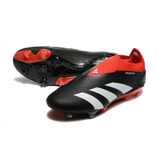 Popular Goods Adidas Predator Elite Laceless Boots FG Black Red White For Mens Soccer Cleats On Sale