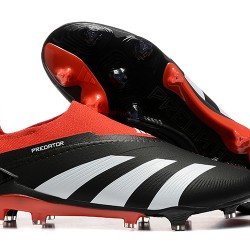 Adidas Predator Elite Laceless Boots FG Black Red White For Mens Soccer Cleats