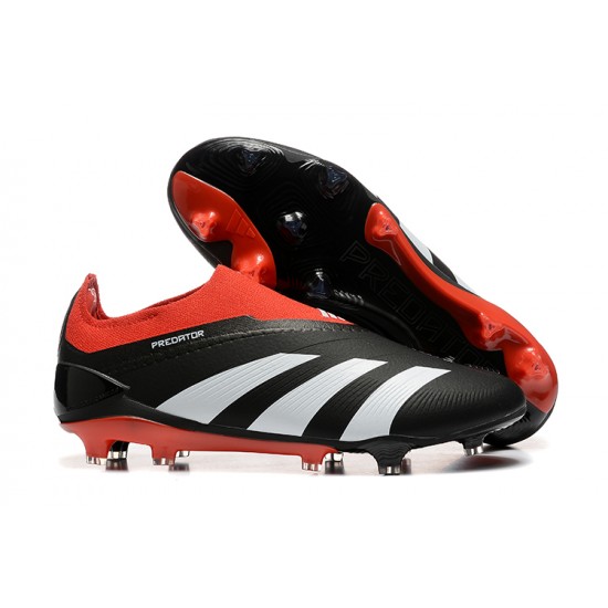 Popular Goods Adidas Predator Elite Laceless Boots FG Black Red White For Mens Soccer Cleats On Sale