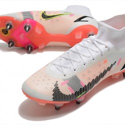 Nike Mercurial Vapor 14 Elite SG PRO Anti Clog White Pink Black Mens High Soccer Cleats