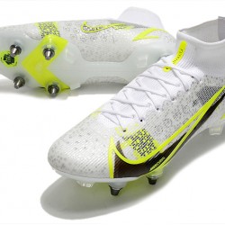 Nike Mercurial Vapor 14 Elite SG PRO Anti Clog White Yellow For Mens High Soccer Cleats