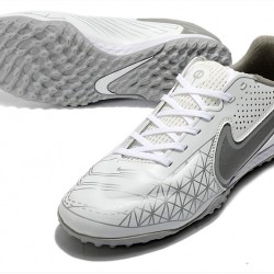 Nike Tiempo Legend 9 Pro TF Silver White Low Soccer Cleats