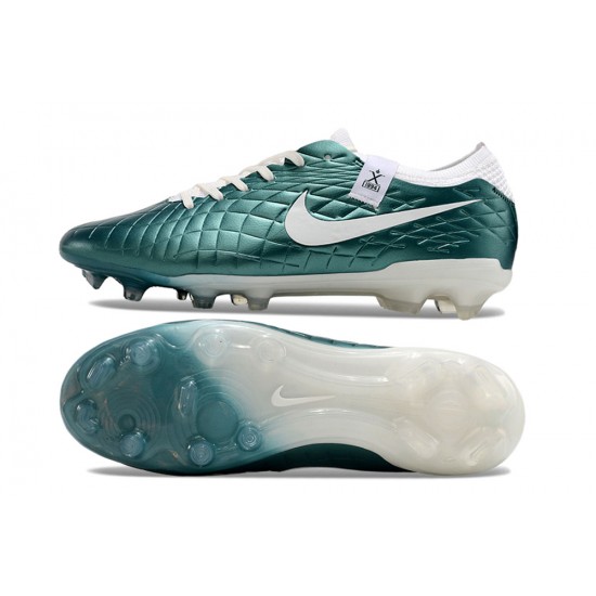  W/M Nike Tiempo Legend 10 Elite FG White Blue Soccer Cleats