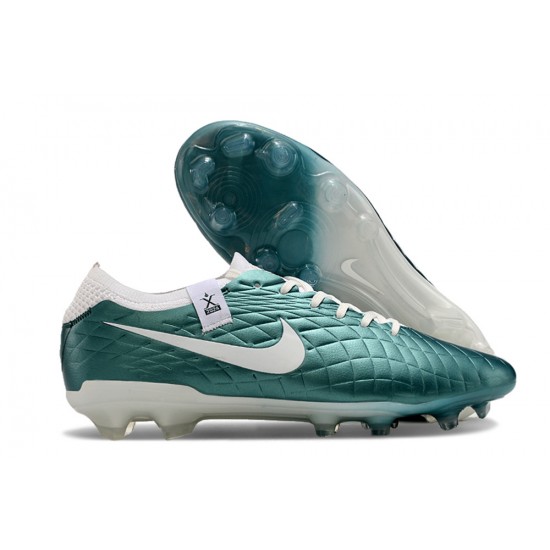 Best Quality W/M Nike Tiempo Legend 10 Elite FG White Blue Soccer Cleats Online Shop