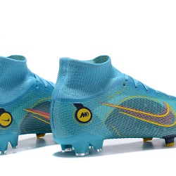 Nike Superfly 8 Elite FG High Ltblue Yellow Black Soccer Cleats