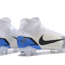 Nike Superfly 8 Elite FG High White Blue Black Soccer Cleats