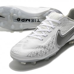 Nike Tiempo Legend 9 Elite FG White Silver Soccer Cleats