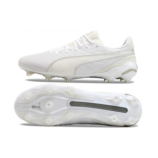 Puma King Ultimate FG AG White Beige Soccer Cleats 