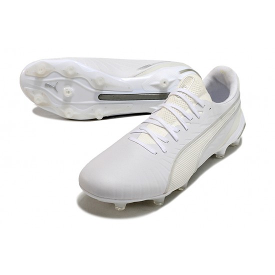 Puma King Ultimate FG AG White Beige Soccer Cleats 