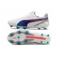 Puma King Ultimate FG AG White Navy Grey Soccer Cleats