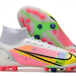 Nike Superfly 8 Elite AG Mid Pink Green Grey Soccer Cleats