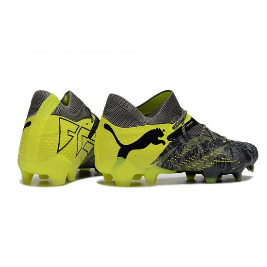 Puma Future 7 Ultimate FG-AG Black Yellow Green Low Soccer Cleats