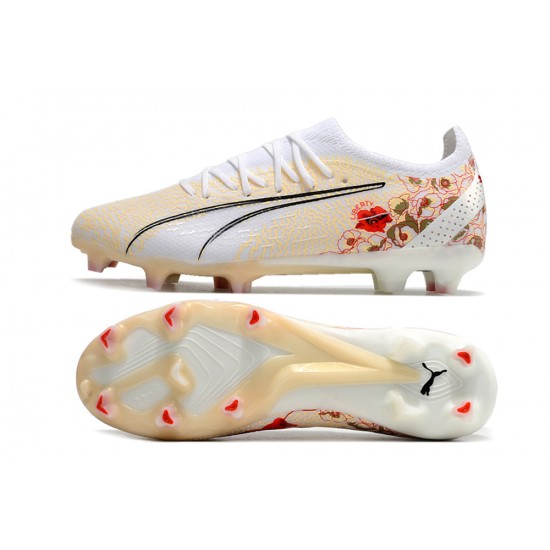 Discover Puma Ultra Ultimate FG Beige White Black Low Soccer Cleats For Sale