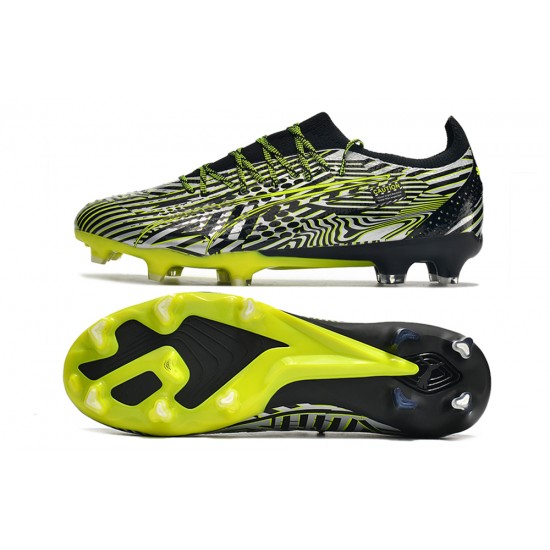 Puma Ultra Ultimate FG Black Green Grey Low Soccer Cleats