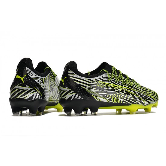 Puma Ultra Ultimate FG Black Green Grey Low Soccer Cleats