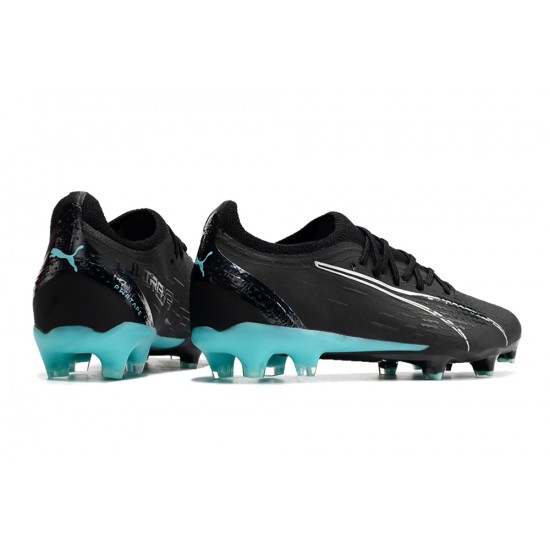 Puma Ultra Ultimate FG Black Ltblue Low Soccer Cleats