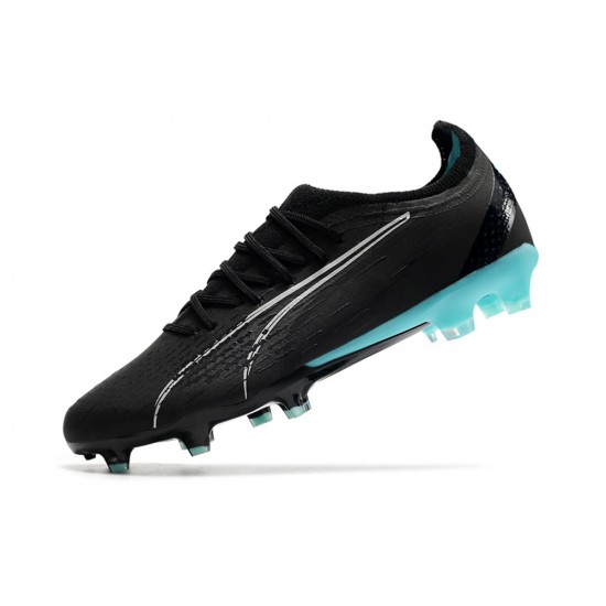 Puma Ultra Ultimate FG Black Ltblue Low Soccer Cleats