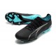 Puma Ultra Ultimate FG Black Ltblue Low Soccer Cleats