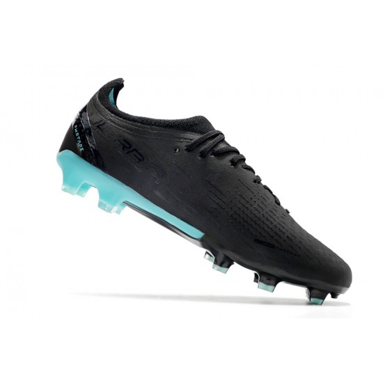 Puma Ultra Ultimate FG Black Ltblue Low Soccer Cleats