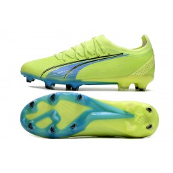 Puma Ultra Ultimate FG Green Yellow Ltblue Low Soccer Cleats