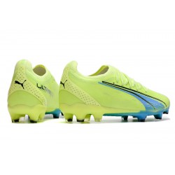 Puma Ultra Ultimate FG Green Yellow Ltblue Low Soccer Cleats