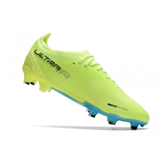 Puma Ultra Ultimate FG Green Yellow Ltblue Low Soccer Cleats