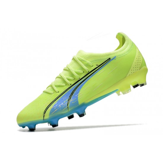 Puma Ultra Ultimate FG Green Yellow Ltblue Low Soccer Cleats