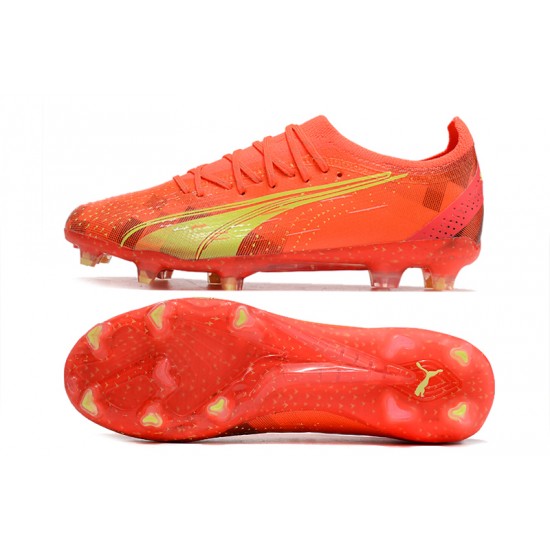 Puma Ultra Ultimate FG Orange Yellow Black Low Soccer Cleats