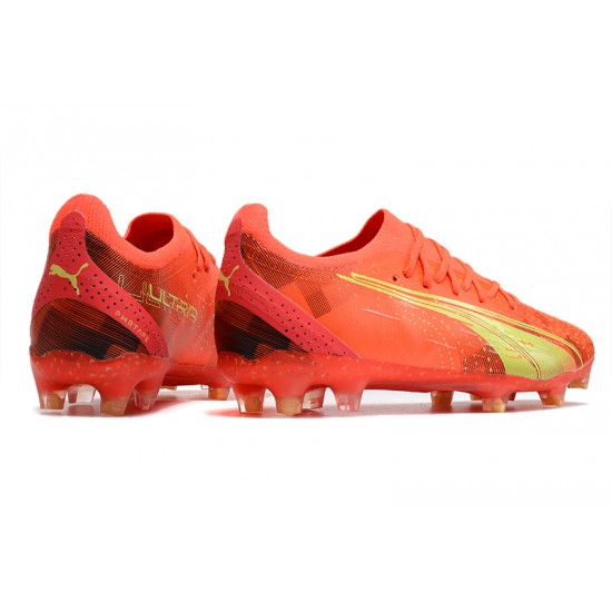 Puma Ultra Ultimate FG Orange Yellow Black Low Soccer Cleats