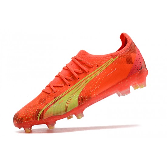 Puma Ultra Ultimate FG Orange Yellow Black Low Soccer Cleats