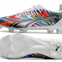 Puma Ultra Ultimate FG White Black Red Low Soccer Cleats