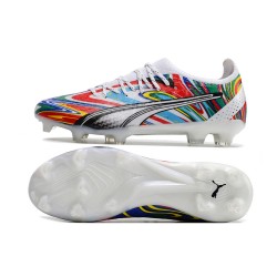 Puma Ultra Ultimate FG White Black Red Low Soccer Cleats