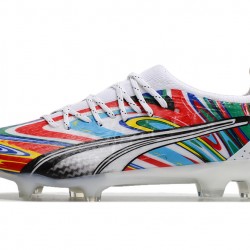 Puma Ultra Ultimate FG White Black Red Low Soccer Cleats